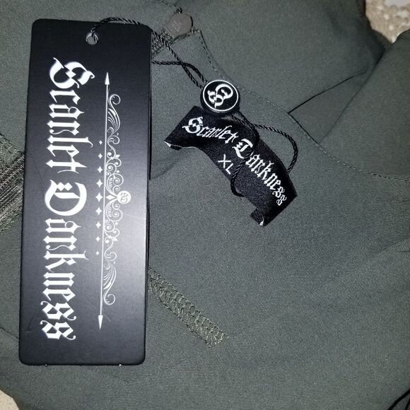 Colonial Contrast Color Dress Square Neck A-Line Dress green - Picture 11 of 14